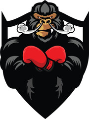 GORILLA ANIMAL GYM AND FITNESS VECTOR LOGO TEMPLATE 