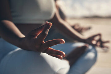 Yoga is a divine connection I cannot explain. a woman meditating during her yoga routine on the...