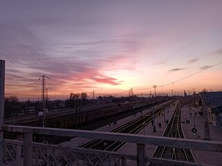 railway bridge at sunset