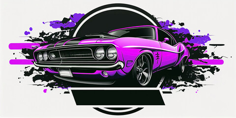 muscle car illustration on abstract background, AI generated