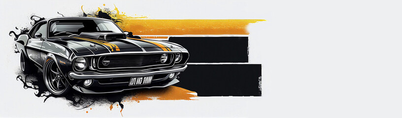 muscle car illustration on abstract background, AI generated