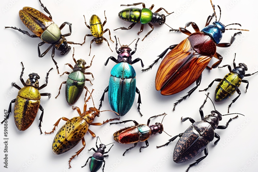 Poster a collection of brightly colored insects stacked one on the other generative ai generative ai