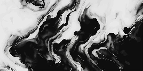 Black and white marble texture vector background. Alcohol ink effect. Liquid waves and drops luxury backdrop. Abstract fluid art. Monochrome contemporary wallpaper