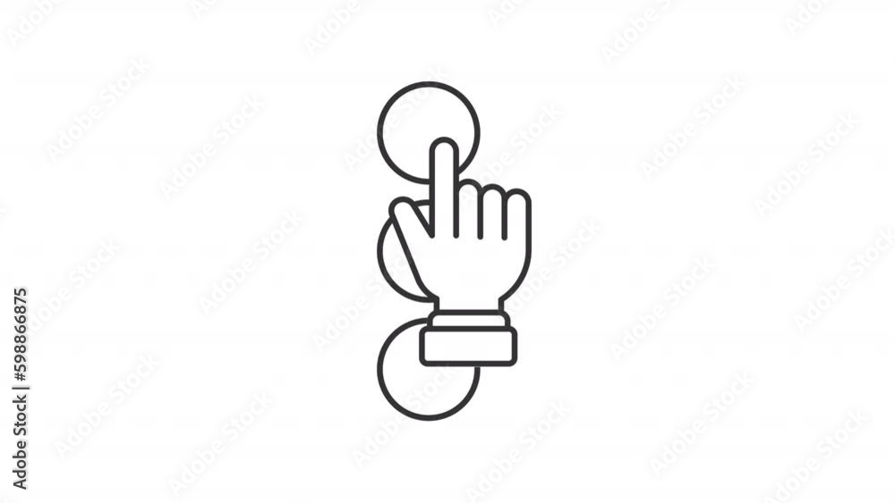 Poster choice icon animation. animated line finger pointing on one of three options. decision making. check