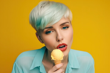 Junge Frau ist Eis , KI generiert