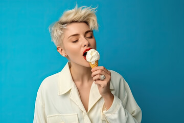 Junge Frau ist Eis , KI generiert