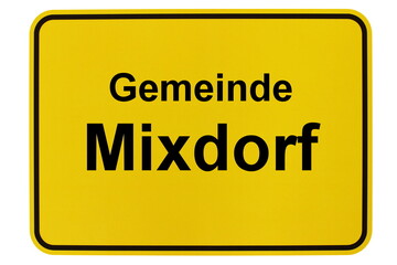 Illustration eines Ortsschildes der Gemeinde Mixdorf in Brandenburg