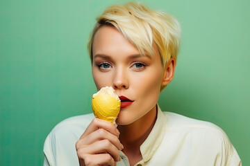 Junge Frau ist Eis , KI generiert