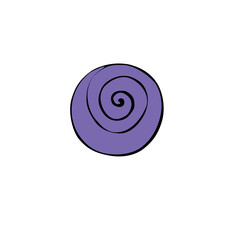 Fototapeta na wymiar Vector abstract purple spiral, helix, round, circle, Planet, dark hole, space object. Simple color design element, clip art, icon in doodle flat style. Primitive illustration