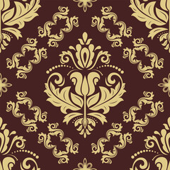 Orient vector classic pattern. Seamless abstract brown and golden background with vintage elements. Orient pattern. Ornament for wallpapers and packaging