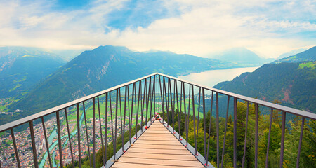 Obraz premium lookout platform Harder Kulm, tourist resort Interlaken, switzerland