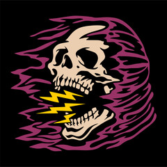 illustration vector of grim reaper skull skeleton scream - obrazy, fototapety, plakaty