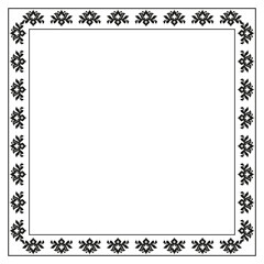 Classic vector vintage square frame with arabesques and orient elements. Abstract black and white ornament with place for text. Vintage pattern