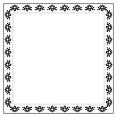 Classic vector vintage square frame with arabesques and orient elements. Abstract black and white ornament with place for text. Vintage pattern