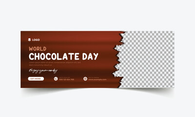 Social media cover template for world chocolate day, Banner design for world chocolate day, candy day web banner design