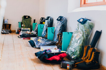 Hiking gear packets and gift bags