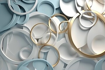 Light Blue gray golden and White background. 3d Abstract wallpaper for print - Generative AI