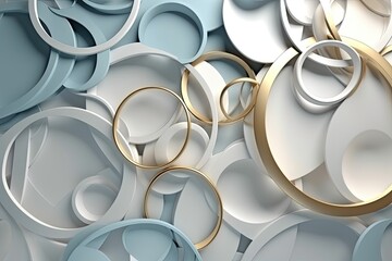 Light Blue gray golden and White background. 3d Abstract wallpaper for print - Generative AI