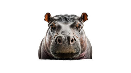 3d rendering of Hippo Face isolated on transparent background, Generative AI