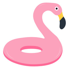 Flamingo swimming ring. Vector flat illustration