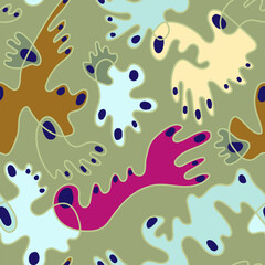 Abstract unusual seamless pattern with wave hand drawn shapes  