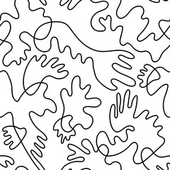 Abstract unusual seamless pattern with wave hand drawn shapes  