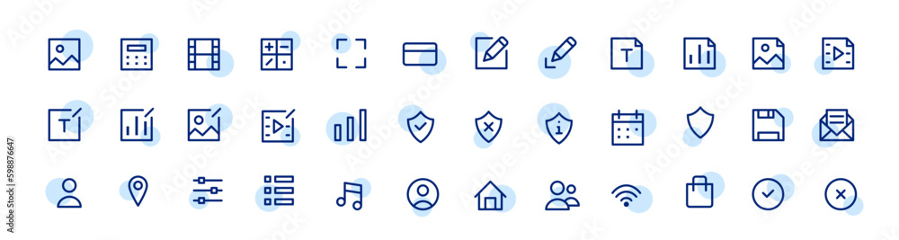 Poster simple minimalistic ui icons. download, file type. website navigation symbols. pixel perfect, editab