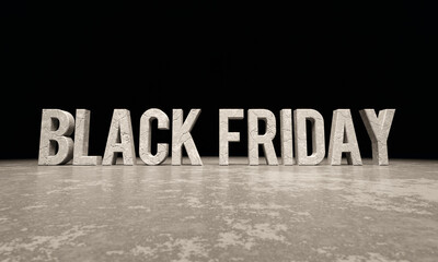 Black Friday, stone text word, strong family together concept wide banner	