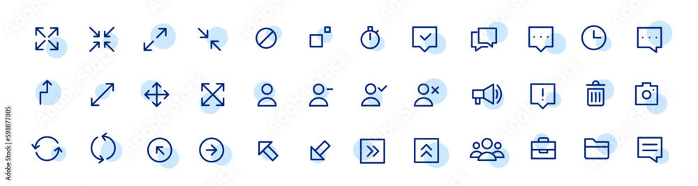 Poster simple minimalistic ui icons. arrows, chat, user. website navigation line symbols. pixel perfect, ed