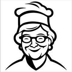 Iillustration of  chef Grandma in vector, isolated on white