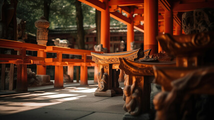Fototapeta na wymiar Fushimi Inari Taisha Shrine in Kyoto. Generative Ai
