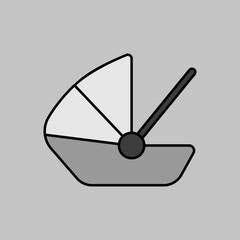 Carrycot baby vector isolated grayscale icon