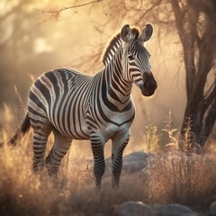 Zebra in natural habitat (generative AI)