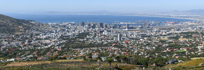 Obraz na płótnie Canvas View at Cape Town from the table mountain in South Africa