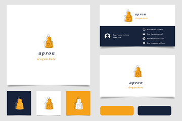 Apron logo design with editable slogan. Branding book and business card template.