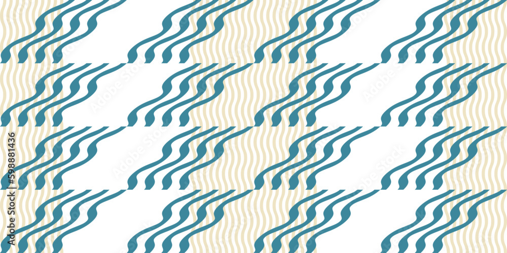 Fototapete Modern abstract geometric retro vector seamless diagonal pattern with simple elements and shapes. Graphic pastel colored minimalist background.