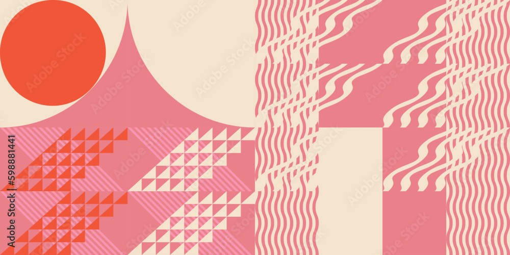 Leinwandbilder modern abstract geometric vector seamless pattern with simple elements and shapes like circle, squar