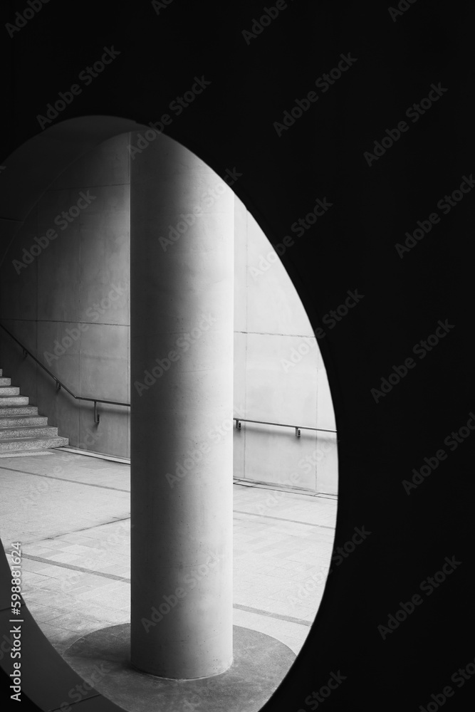 Poster architecture details cement curve and column modern building space abstract background