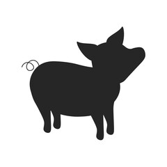 Sign pig. Isolated black silhouette pig on white background. Vector illustration EPS