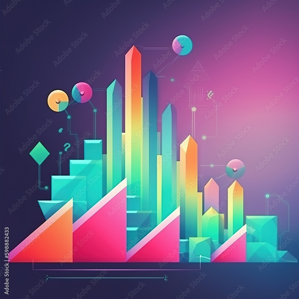 Poster graph with sales data analysis and an economic graph chart to resume business growth. generative ai
