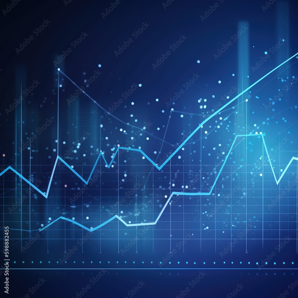 Poster graph with sales data analysis and an economic graph chart to resume business growth. generative ai