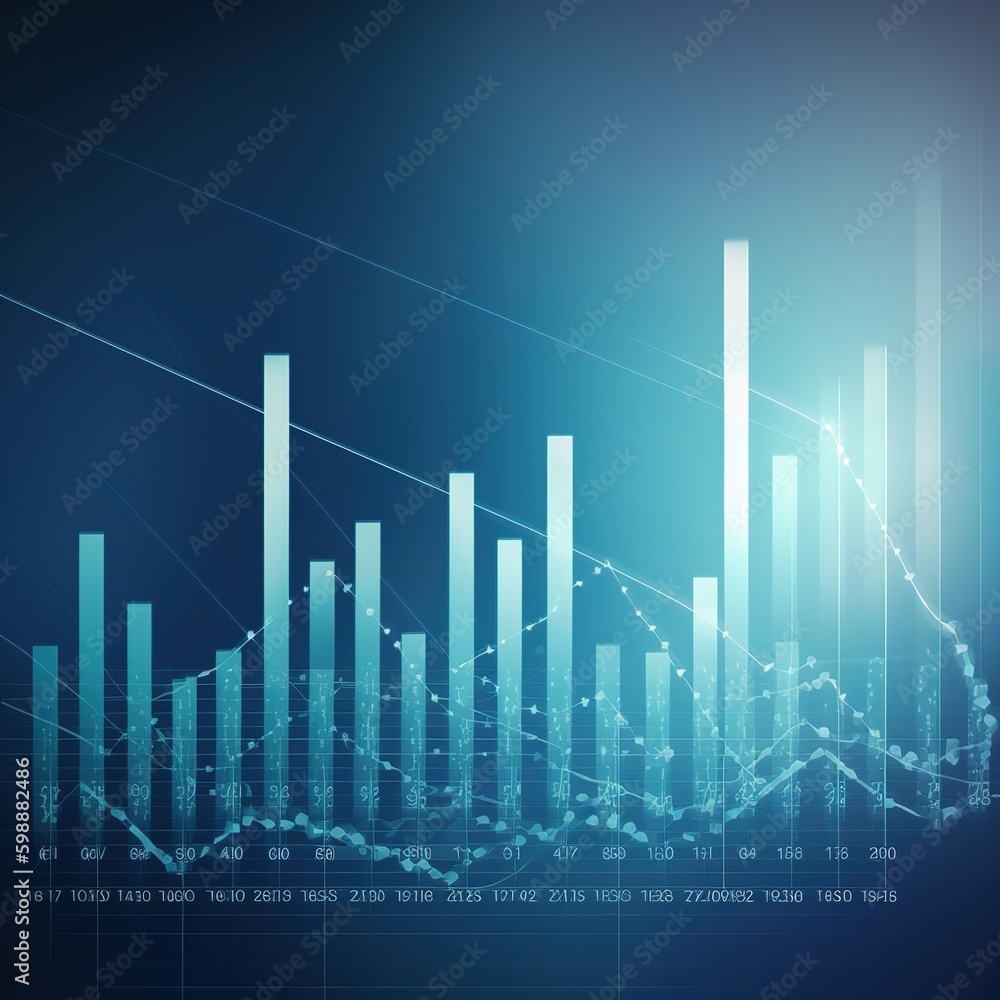 Poster graph with sales data analysis and an economic graph chart to resume business growth. generative ai