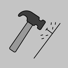 Hammer and nails vector isolated icon