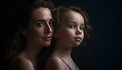portrait of mother and child, mothers day, womens day, generative ai