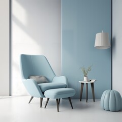 modern living room with blue furniture. generative AI