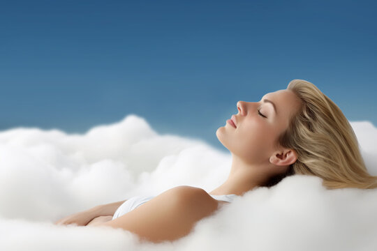 woman sleeping on a cloud, Generative AI