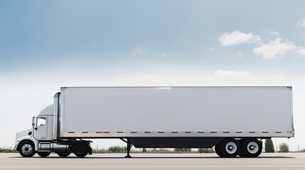 An American truck with a trailer, an empty space for advertising Generative AI