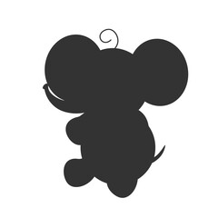 Vector illustration of a black silhouette elephant. Isolated white background. Icon elephant side view profile. EPS