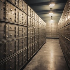 safe deposit box area within a bank vault. generative AI