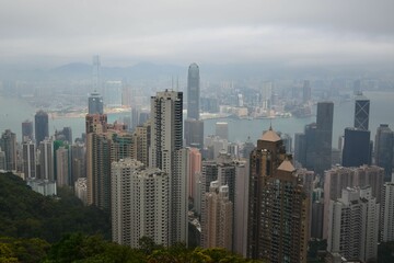Fototapeta na wymiar Panoramic view of the skyscrapers of Hong Kong